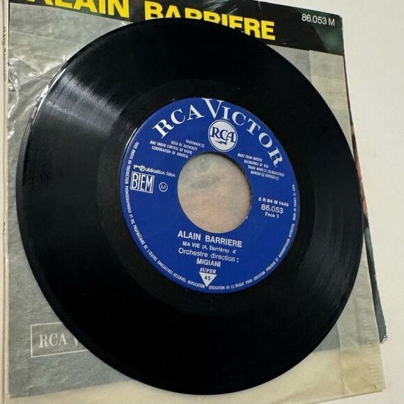 Vtg Vinyl Record 45 RPM Alain Barriere Ma Vie Ref 86.053 M RCA 7" Single France - Picture 3 of 8